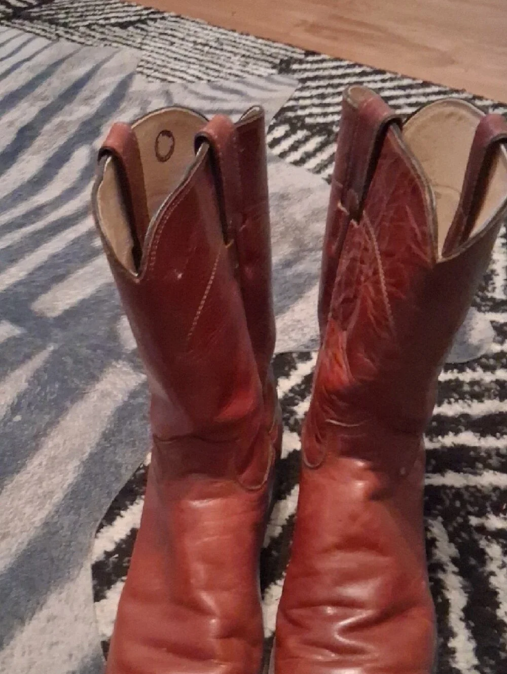 Justin Boots Red-Brown Leather Western Pull-On Boots